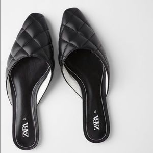 Zara Black Mules - Quilted Flats - Size 10 - Size 41 - NWT - Original Packaging